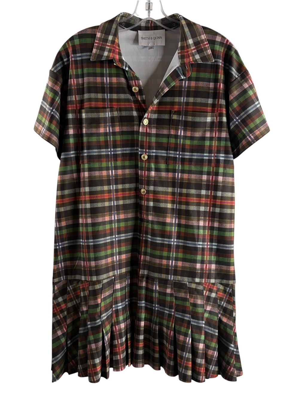 Smith & Quinn Plaid Button-Front Drop Waist ASPEN Dress - Brown Multi $180